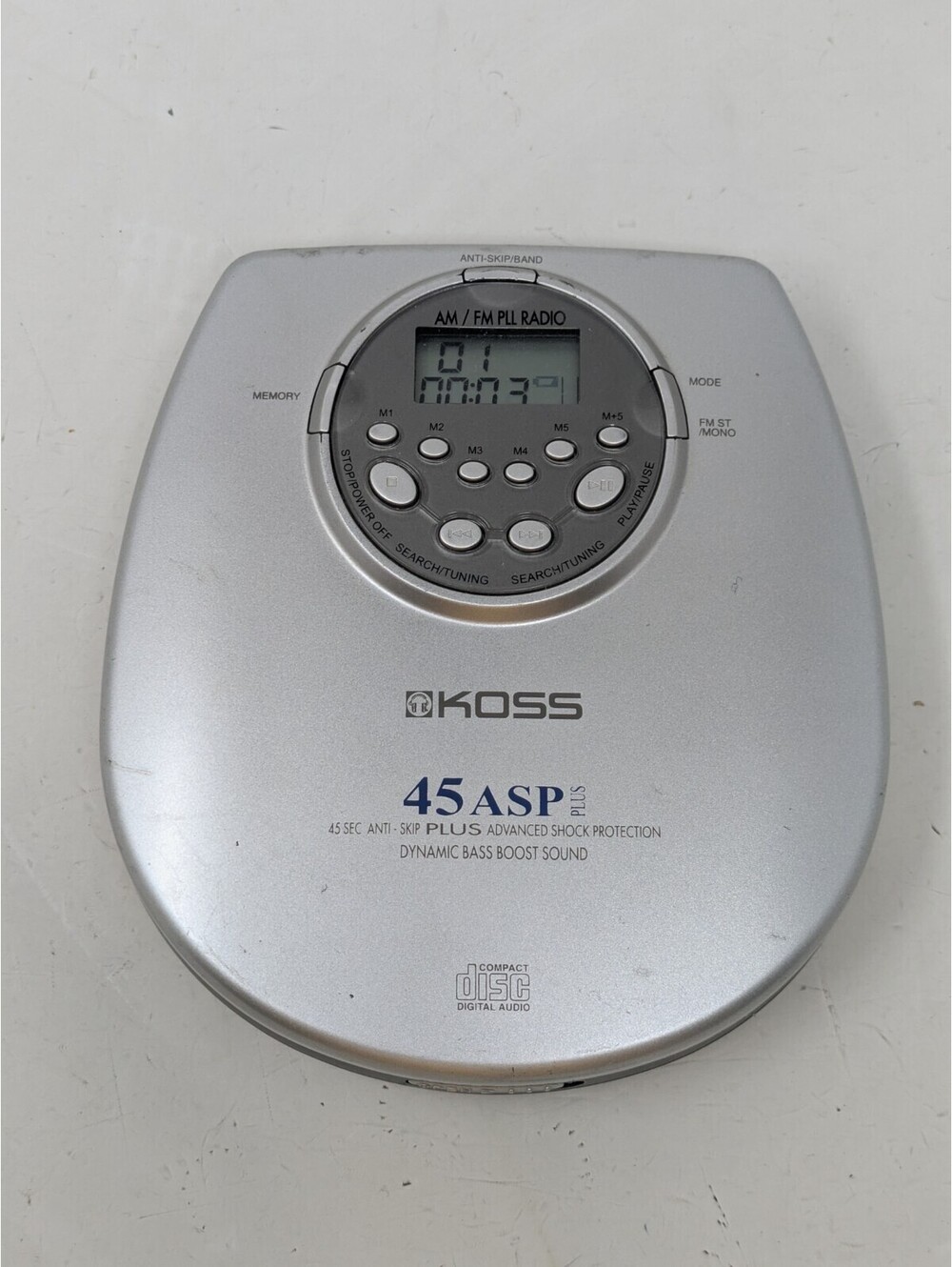 Koss CDP2150 Portable CD Player 45 Second Anti-Skip Silver/Black Tested-Working